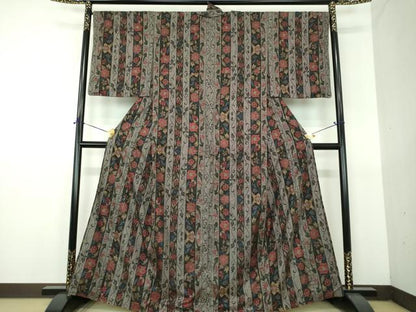 平和屋着物●本場大島紬　7マルキ　更紗花間道　正絹　逸品　DABG8548ps