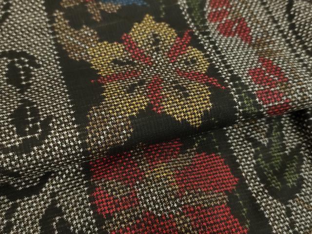 平和屋着物●本場大島紬　7マルキ　更紗花間道　正絹　逸品　DABG8548ps