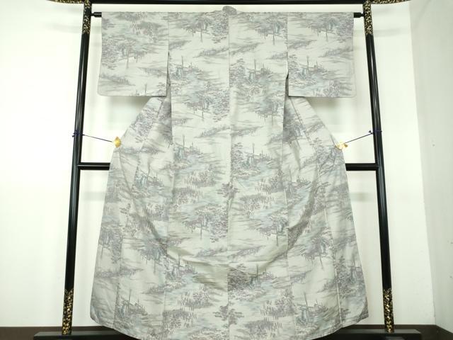 平和屋着物●都喜ヱ門　本場大島紬　白大島　7マルキ　総絣　風景花文　正絹　逸品　DABG8549ps
