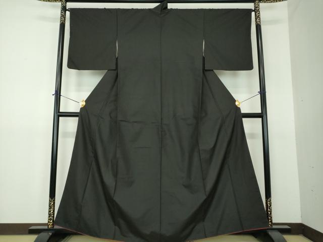 平和屋着物●本場縞大島紬　色無地　黒地　正絹　逸品　DABG8561ps