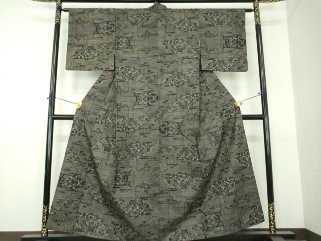平和屋着物●本場大島紬　7マルキ　風景文　正絹　逸品　DABG8562ps