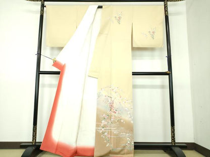 平和屋着物●訪問着　几帳花文　暈し染め　金彩　正絹　逸品　DABG8566ps