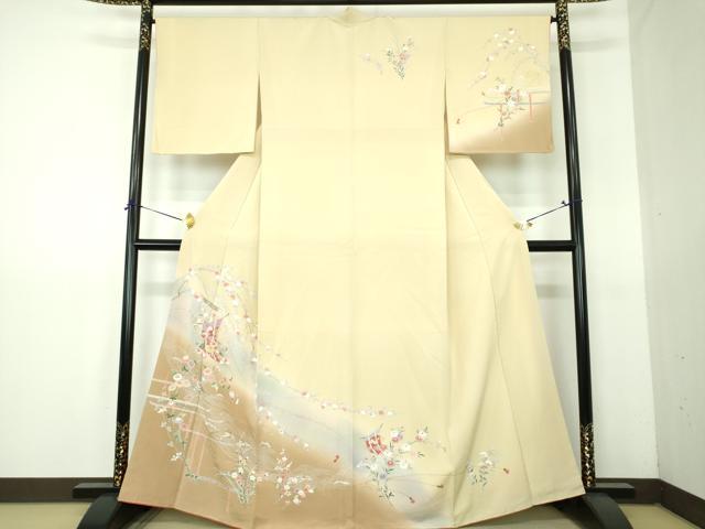 平和屋着物●訪問着　几帳花文　暈し染め　金彩　正絹　逸品　DABG8566ps