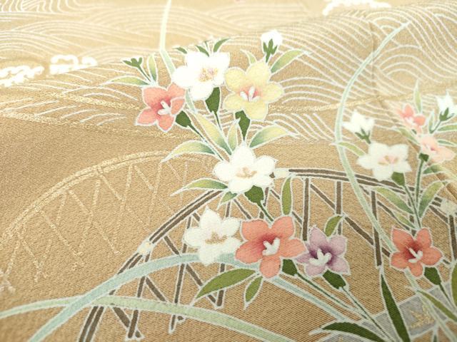 平和屋着物●訪問着　几帳花文　暈し染め　金彩　正絹　逸品　DABG8566ps