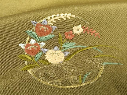 平和屋着物●訪問着　総刺繍　花丸文　暈し染め　金糸　正絹　逸品　DABG8569ps