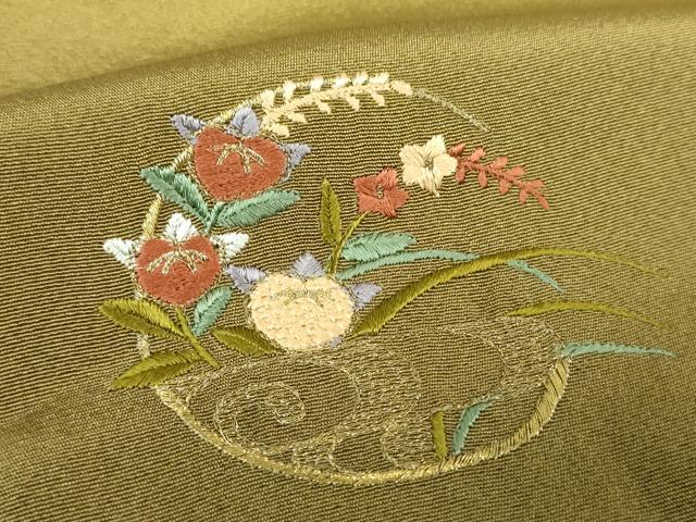 平和屋着物●訪問着　総刺繍　花丸文　暈し染め　金糸　正絹　逸品　DABG8569ps