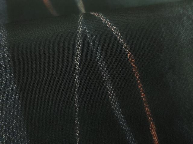 平和屋着物●上質な紬　よろけ縞　黒地　正絹　逸品　DABG8577ps