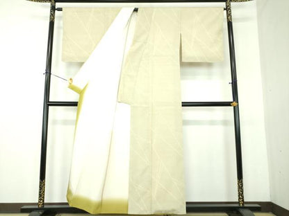 平和屋着物●本塩沢　110亀甲　斜線文　正絹　逸品　DABG8580ps