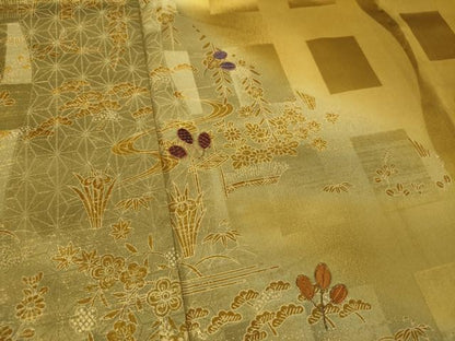 平和屋着物●訪問着　駒刺繍　雪芝風景花文　暈し染め　金彩　正絹　逸品　DABG8583ps