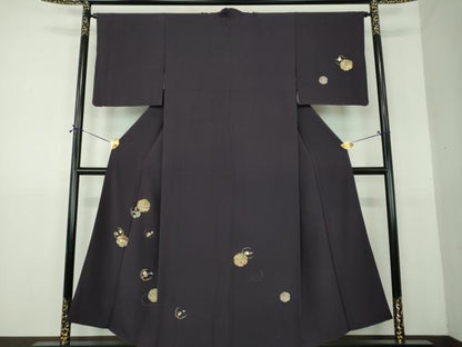 平和屋着物●訪問着　駒刺繍　雪輪宝尽くし花文　金銀彩　正絹　逸品　DABG8587ps