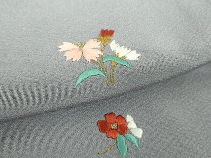 平和屋着物●訪問着　総刺繍　草花文　金糸　正絹　逸品　DABG8588ps