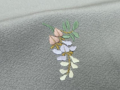 平和屋着物●訪問着　総刺繍　草花文　金糸　正絹　逸品　DABG8588ps