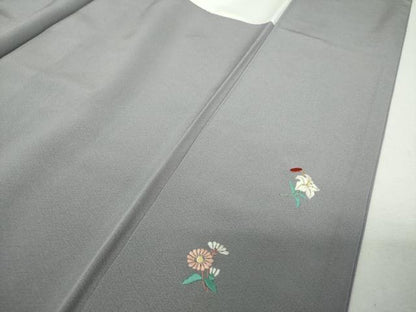 平和屋着物●訪問着　総刺繍　草花文　金糸　正絹　逸品　DABG8588ps