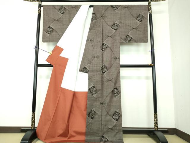 平和屋着物●本場大島紬　7マルキ　草花文　正絹　逸品　未使用　DABG8589ps