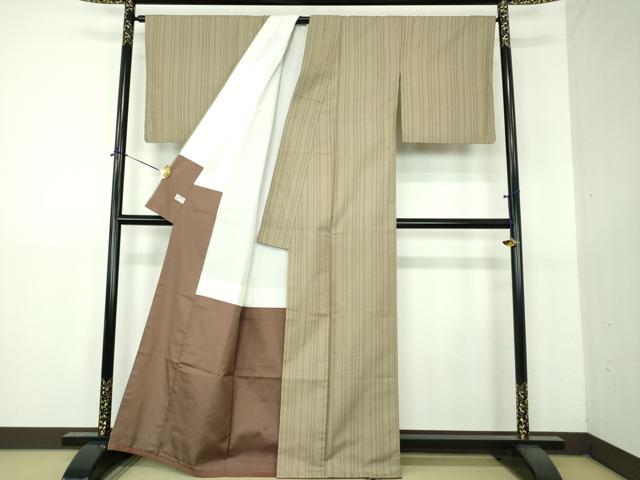 平和屋着物●上質なお召　縞　正絹　逸品　DABG8592ps