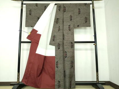 平和屋着物●本場大島紬　9マルキ　草花文　正絹　逸品　未使用　DABG8593ps