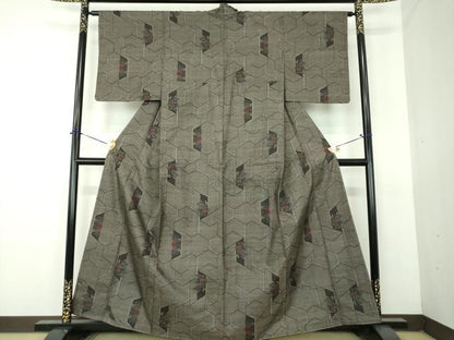 平和屋着物●本場大島紬　9マルキ　草花文　正絹　逸品　未使用　DABG8593ps