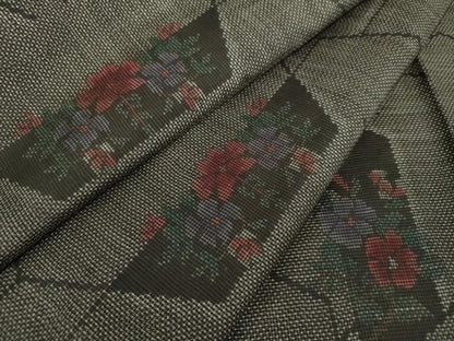 平和屋着物●本場大島紬　9マルキ　草花文　正絹　逸品　未使用　DABG8593ps