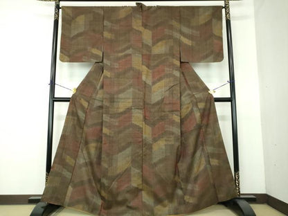 平和屋着物●上質な紬　霞文　正絹　逸品　DABG8595ps