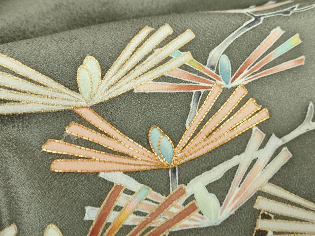 平和屋着物●訪問着　駒刺繍　松文　暈し染め　金彩　正絹　逸品　DABG8598ps
