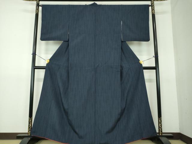 平和屋着物●本塩沢　110亀甲　間道　正絹　逸品　DABG8599ps
