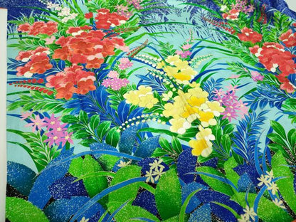 平和屋着物●豪華振袖　駒刺繍　草花文　シルエット　金彩　正絹　逸品　DABG8607ps