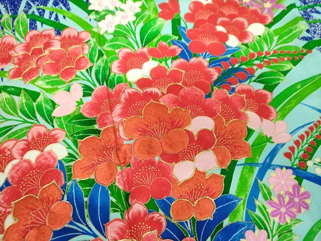 平和屋着物●豪華振袖　駒刺繍　草花文　シルエット　金彩　正絹　逸品　DABG8607ps