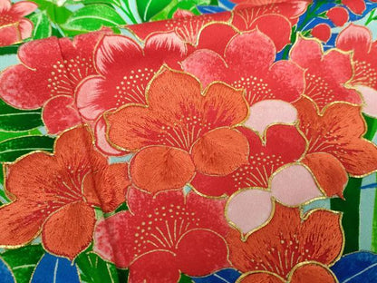 平和屋着物●豪華振袖　駒刺繍　草花文　シルエット　金彩　正絹　逸品　DABG8607ps