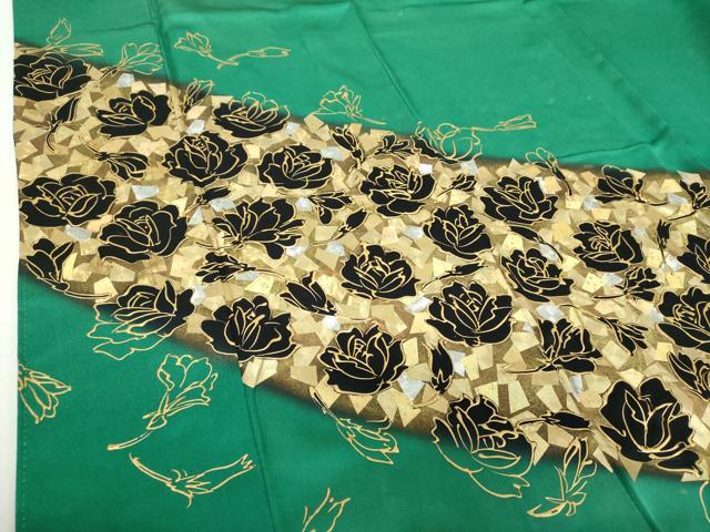 平和屋着物●金彩友禅作家　金彩の魔術師　堀省平　金煌織　振袖　舞花文　暈し染め　金銀彩　正絹　逸品　DABG8608ps