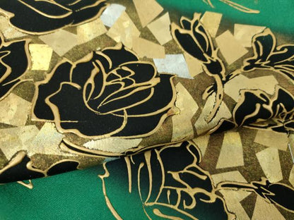 平和屋着物●金彩友禅作家　金彩の魔術師　堀省平　金煌織　振袖　舞花文　暈し染め　金銀彩　正絹　逸品　DABG8608ps