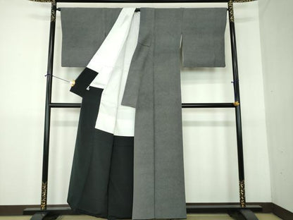 平和屋着物●寺山存男　江戸小紋　鮫小紋柄　黒地　正絹　逸品　DABG8610ps