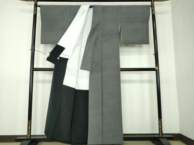 平和屋着物●寺山存男　江戸小紋　鮫小紋柄　黒地　正絹　逸品　DABG8610ps
