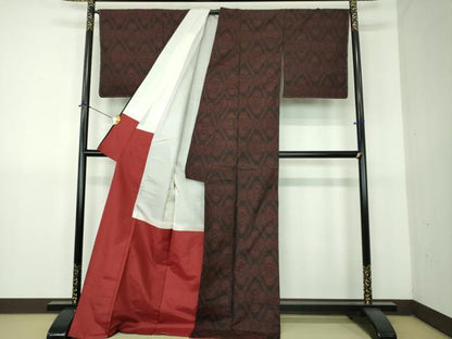 平和屋着物●本場大島紬　花菱文　ロング丈　正絹　逸品　DABG8611ps