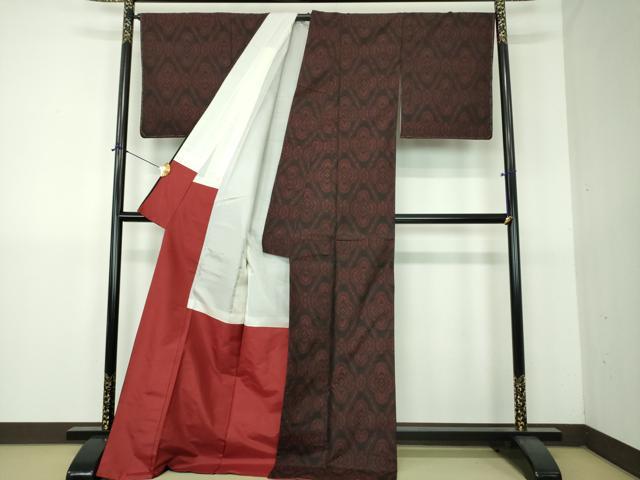 平和屋着物●本場大島紬　花菱文　ロング丈　正絹　逸品　DABG8611ps