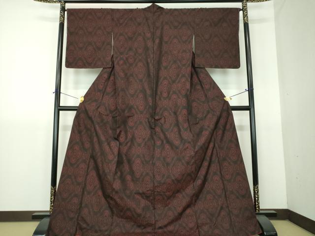 平和屋着物●本場大島紬　花菱文　ロング丈　正絹　逸品　DABG8611ps