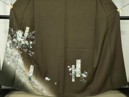 平和屋着物●訪問着　短冊花文　暈し染め　金銀彩　正絹　逸品　DABG8618ps
