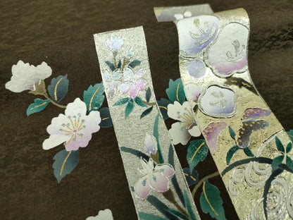 平和屋着物●訪問着　短冊花文　暈し染め　金銀彩　正絹　逸品　DABG8618ps