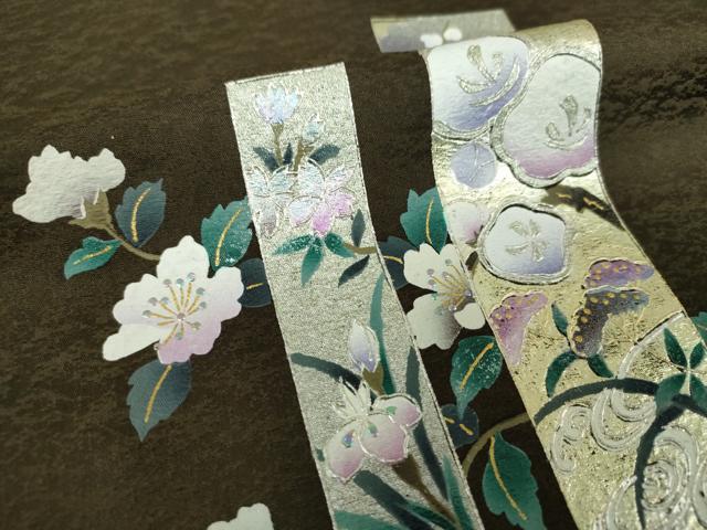 平和屋着物●訪問着　短冊花文　暈し染め　金銀彩　正絹　逸品　DABG8618ps