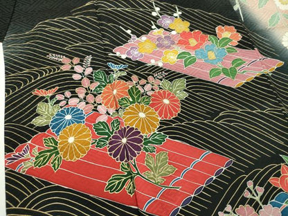 平和屋着物●豪華振袖　吉祥花舟　暈し染め　金彩　正絹　逸品　DABG8620ps