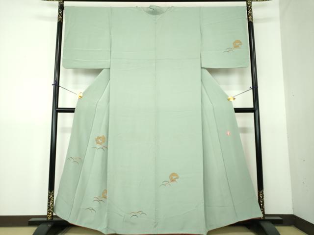 平和屋着物●ファッションデザイナー　花井幸子　訪問着　駒刺繍　露芝雪兎　金彩　正絹　逸品　DABG8622ps