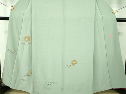 平和屋着物●ファッションデザイナー　花井幸子　訪問着　駒刺繍　露芝雪兎　金彩　正絹　逸品　DABG8622ps