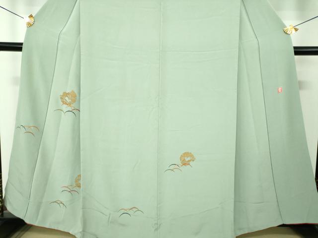 平和屋着物●ファッションデザイナー　花井幸子　訪問着　駒刺繍　露芝雪兎　金彩　正絹　逸品　DABG8622ps