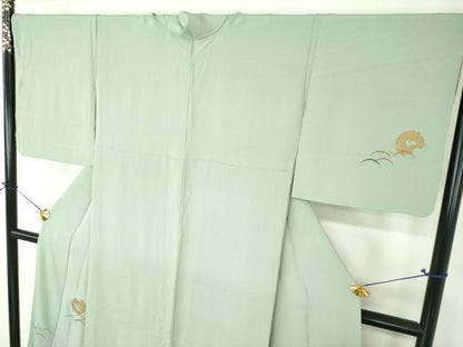 平和屋着物●ファッションデザイナー　花井幸子　訪問着　駒刺繍　露芝雪兎　金彩　正絹　逸品　DABG8622ps