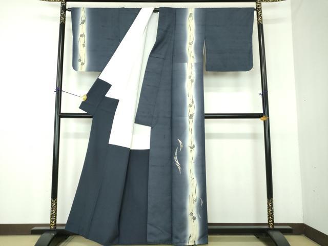 平和屋着物●訪問着　紬地　竹屋町刺繍　花間道　金銀彩　正絹　逸品　DABG8623ps