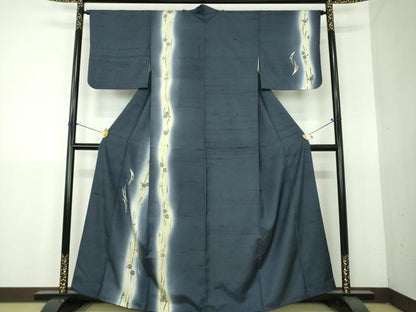平和屋着物●訪問着　紬地　竹屋町刺繍　花間道　金銀彩　正絹　逸品　DABG8623ps