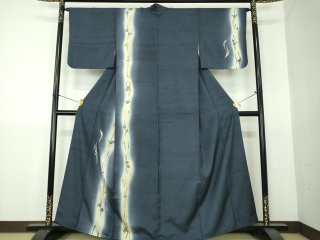 平和屋着物●訪問着　紬地　竹屋町刺繍　花間道　金銀彩　正絹　逸品　DABG8623ps