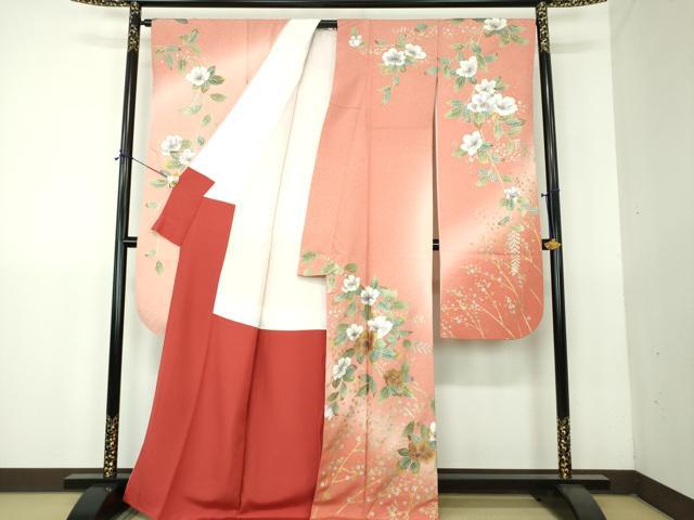 平和屋着物●豪華振袖　枝花文　暈し染め　金銀彩　正絹　逸品　DABG8625ps