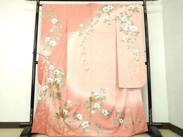 平和屋着物●豪華振袖　枝花文　暈し染め　金銀彩　正絹　逸品　DABG8625ps