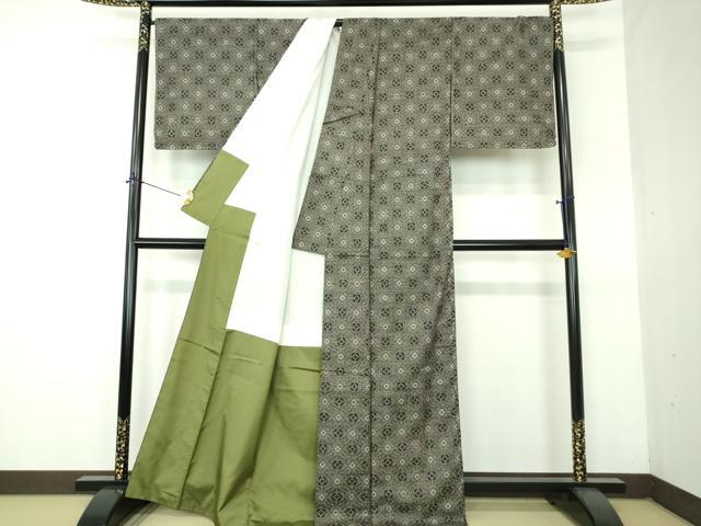 平和屋着物●龍郷絣　本場大島紬　花菱文　正絹　逸品　DABG8630ps