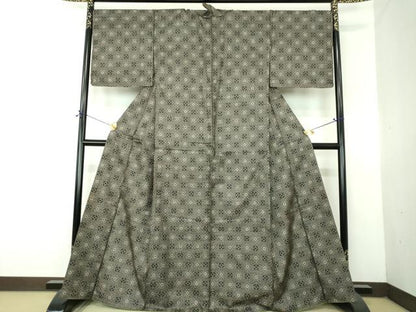 平和屋着物●龍郷絣　本場大島紬　花菱文　正絹　逸品　DABG8630ps